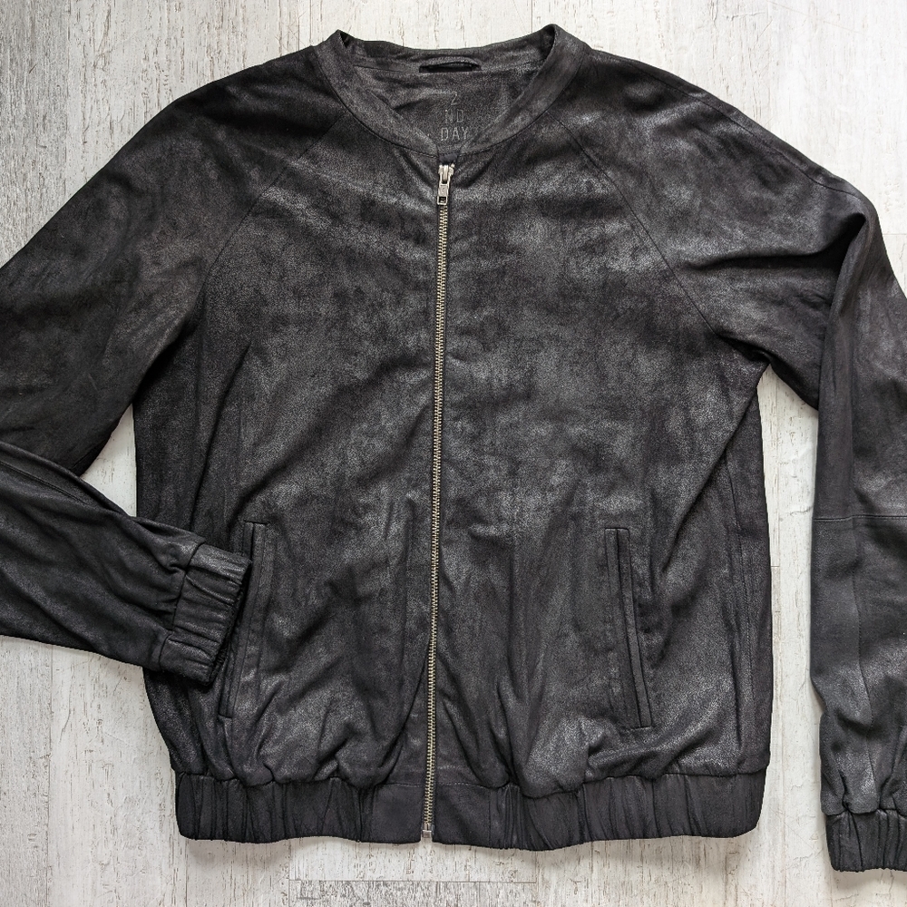 2nd Day Light Weight Leather Raglan Bomber/ Black- Size 36